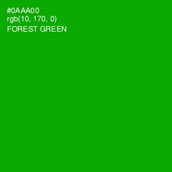 #0AAA00 - Forest Green Color Image